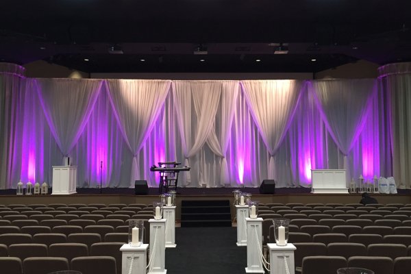 Drape: Sheer White with Uplighting