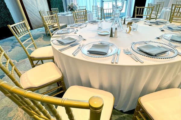 Gold Chiavari Chairs & Round Tables