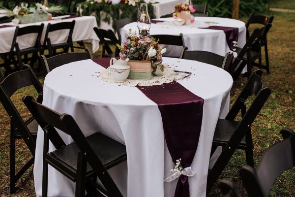 Black Garden Chairs & Round Tables