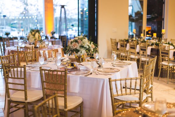 Square Table & Gold Chiavari Chairs