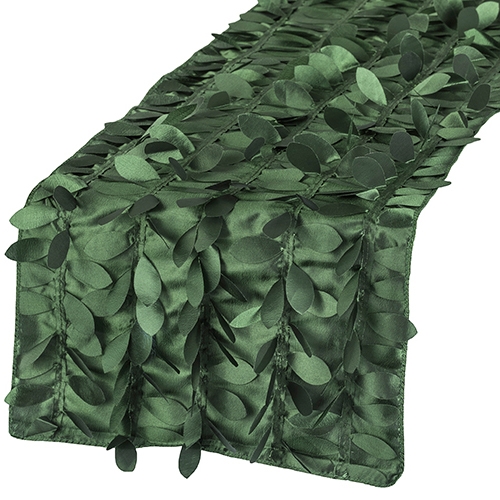Table Runner: Leaf Petal Taffeta Emerald