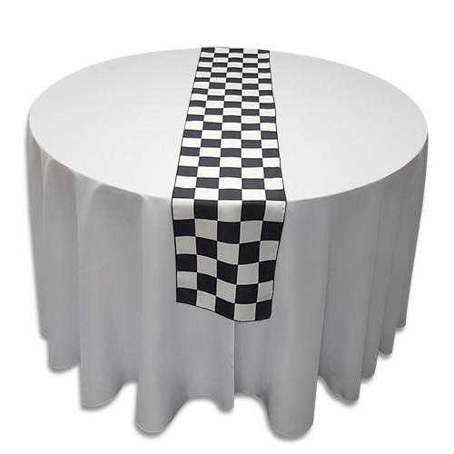 Table Runner: Polyester Black & White Checkered