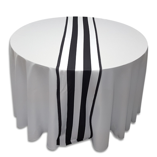 Table Runner: Polyester Black & White Stripe