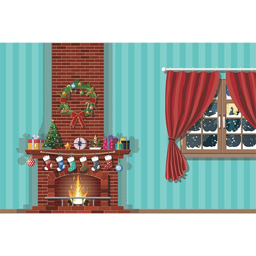 Visual Frame Backdrop: Holiday Fireplace 8' x 12'