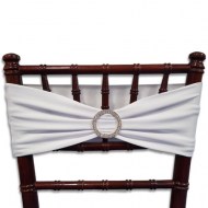 White Chair Band with Silver Rhinestone Chair Band Buckle