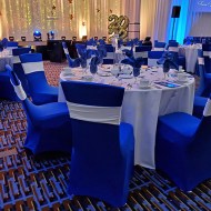 Royal Blue Chair Cover with White Chair Band